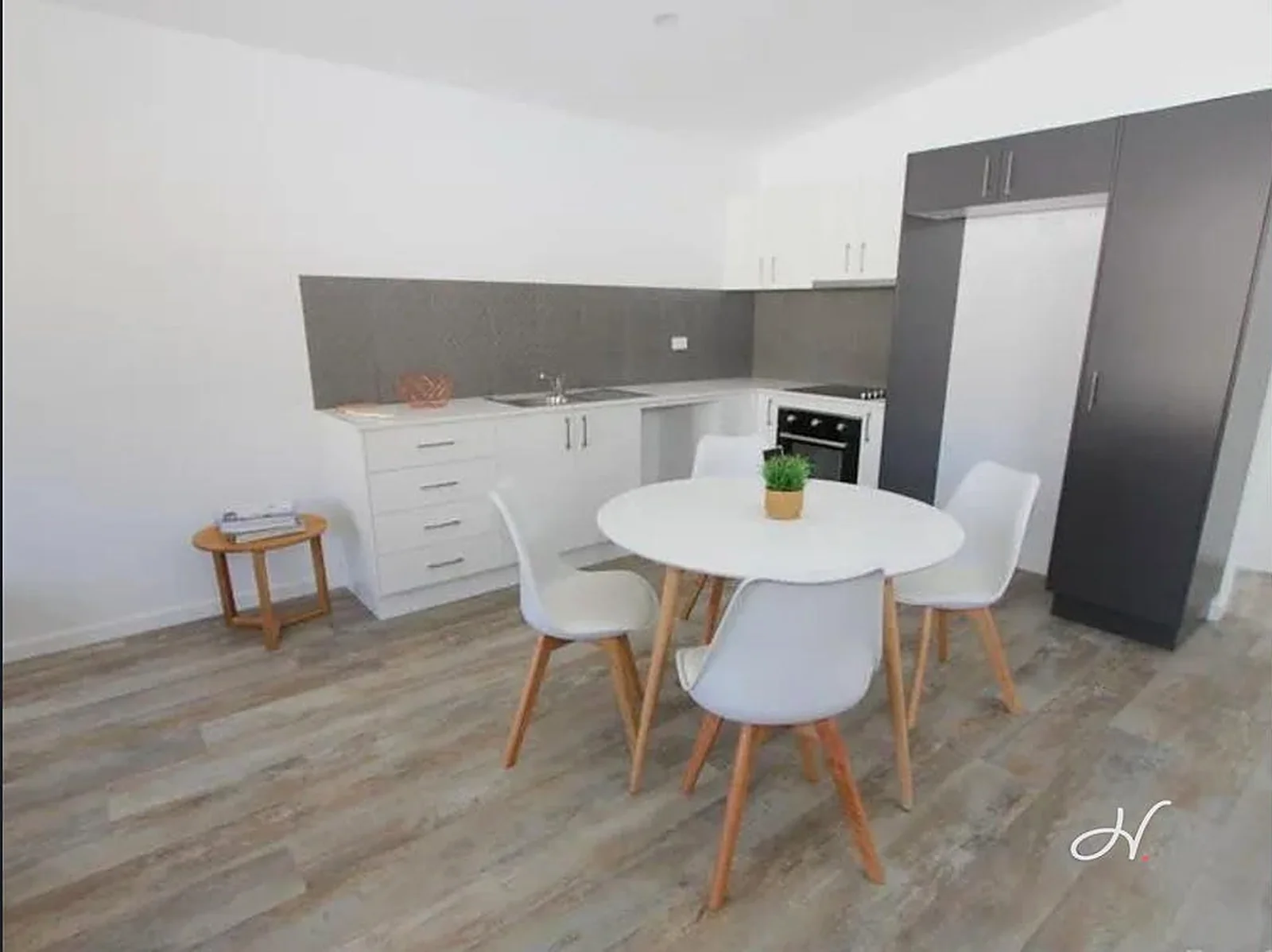 Modern kitchen with dining table at the Wallsend home